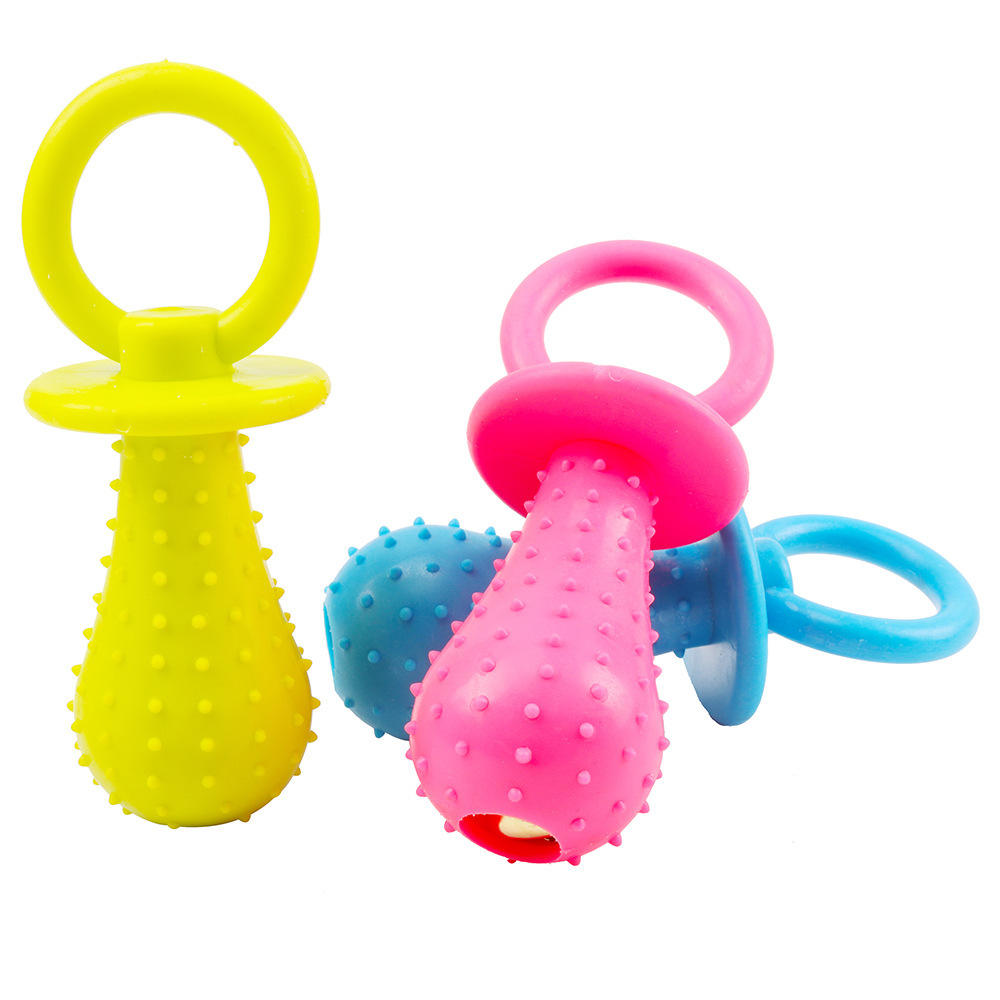 Newly Designed Wholesale Pet Supplies TPR Candy Colored Tear-Resistant Bite Soothing Pacifier Chew Toys