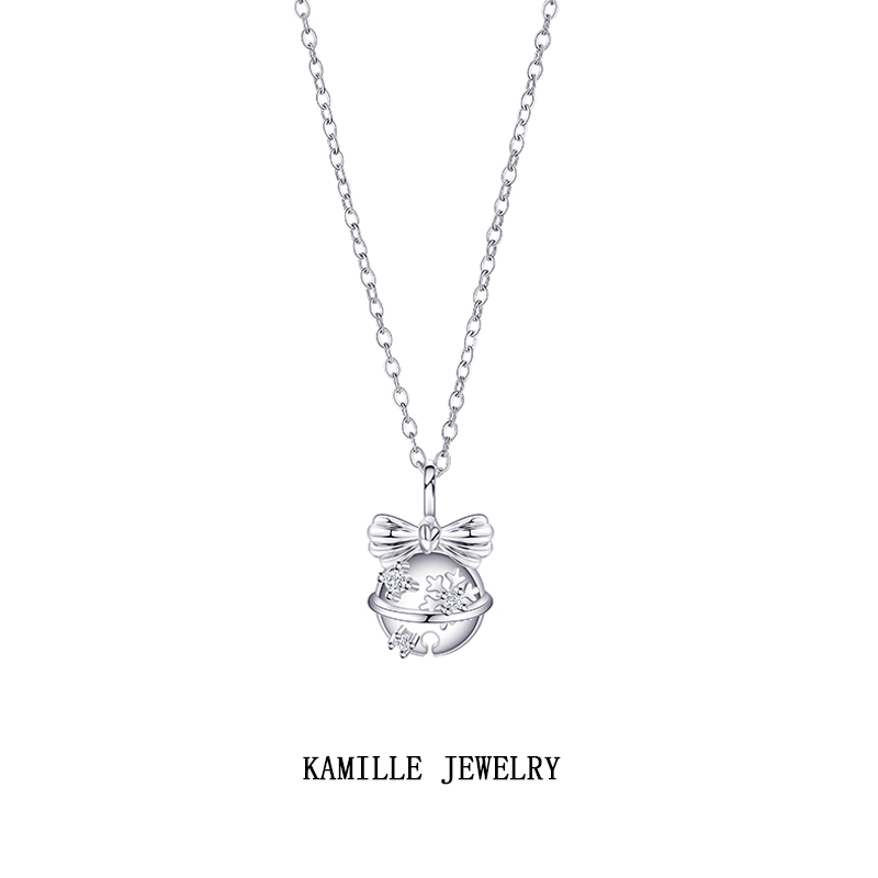 Festive Winter Jewelry - Snowflake & Planet Bell Pendant Necklace for Ladies