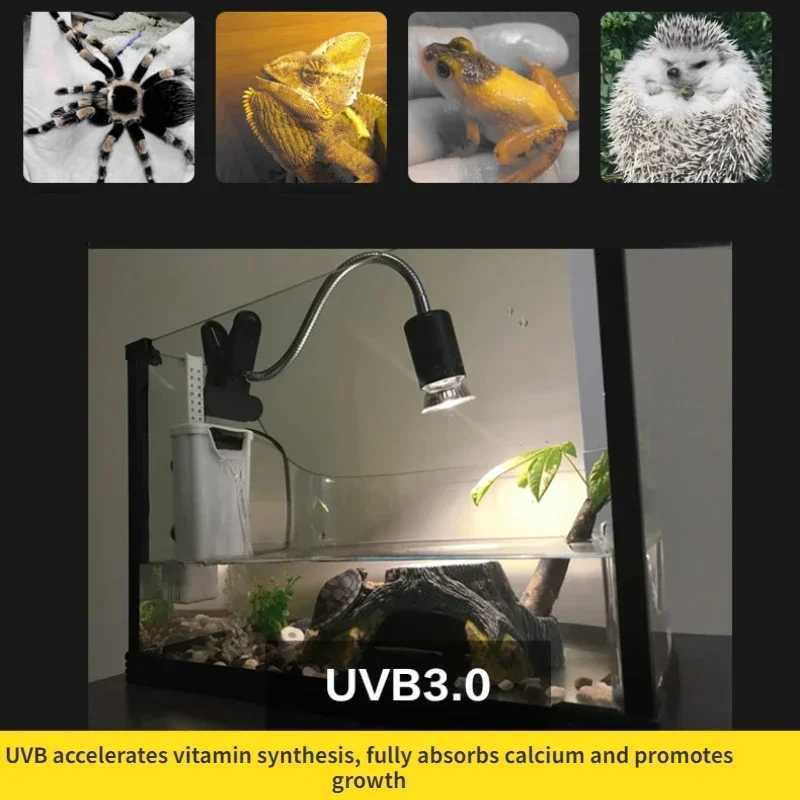 50W Halogen Bulb Included Reptile Heat Lamp Adjustable Gooseneck Aquarium Tank Heating Lamps for Tortoise Lizard Snake TerrariumLX241107