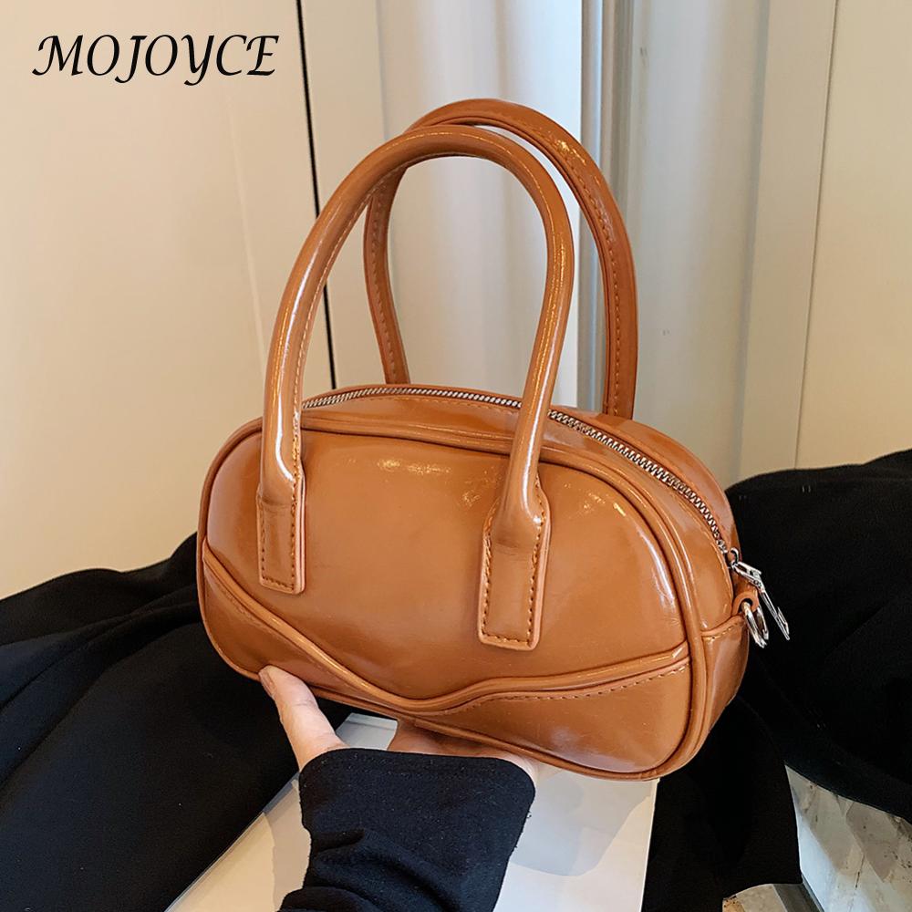 Handheld Bowling Bag PU Leather Crossbody Bag Fashion Shoulder Bag Versatile for Women Work Shopping Travel