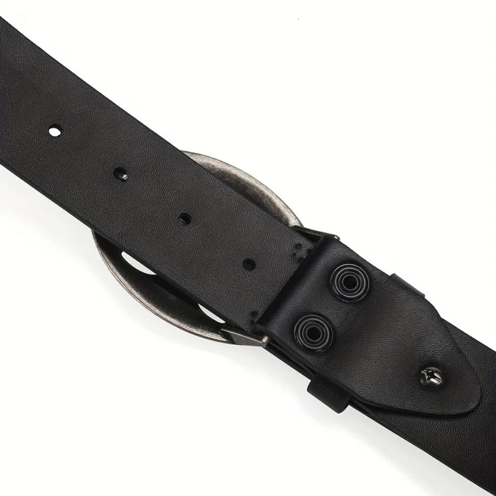 Vintage Skeleton Head Bohemian Style Belt Hip Hop Punk Leather Belt Riveted Pants Bands Y2K Style 241107