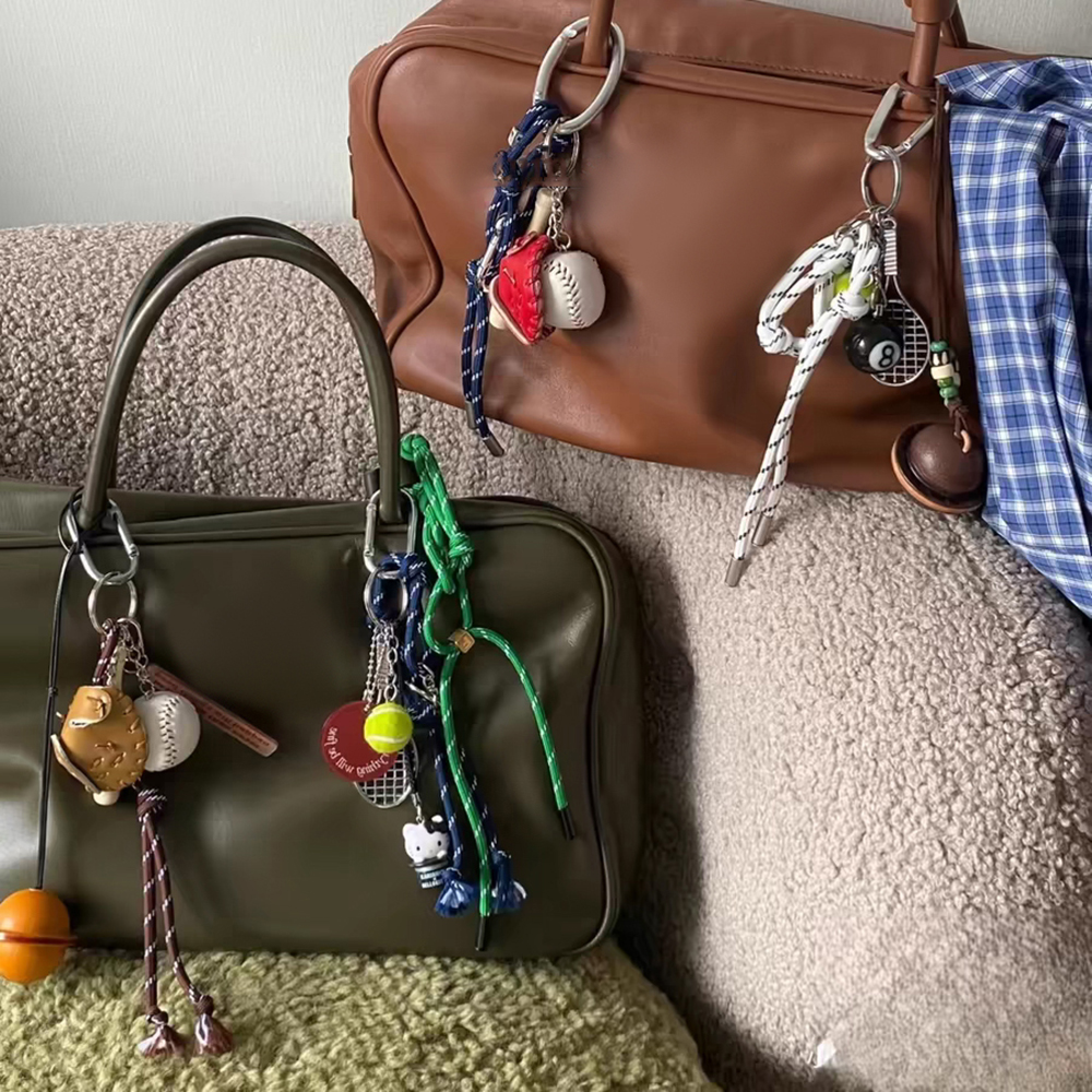 Creative Handmade Nylon Rope Keychain Y2K Korea Fashion Bag Charm Jewelry Sports Style Couple Bracelet Colorful Bag Pendant Gift