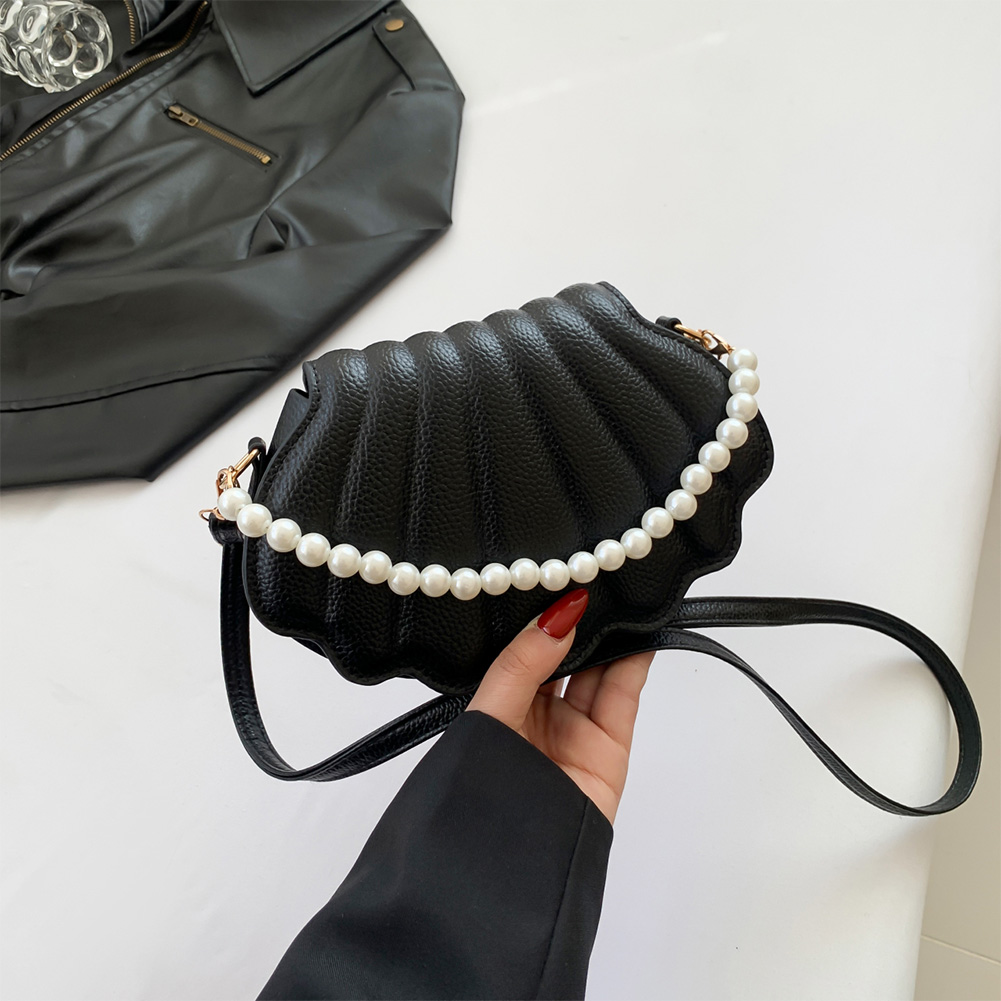 Women Pearl Shell Shoulder Bag PU Leather Sea Shell Crossbody Bag Seashells Evening Bag Girls Outdoor Bag