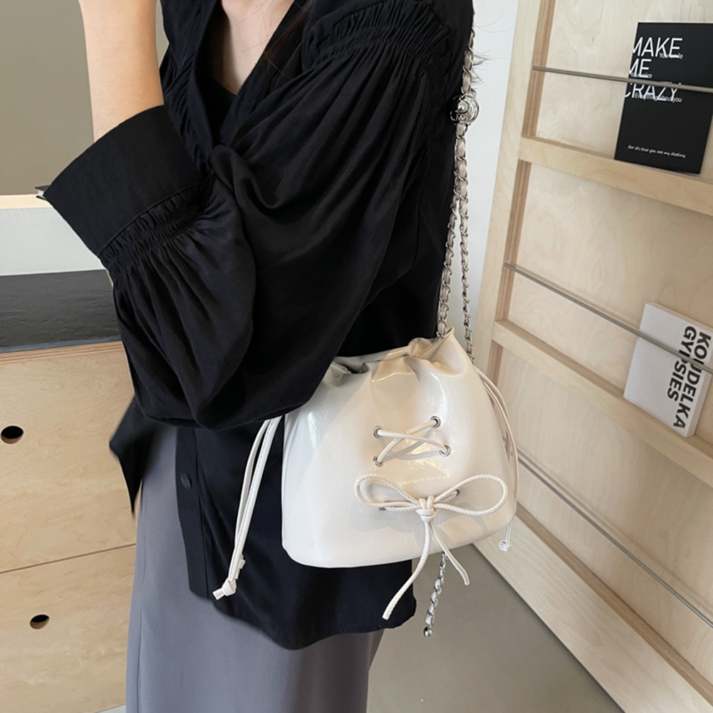 Women Luxury Shoulder Bag Solid Color Daily Tote Handbag Adjustable Strap Bucket Crossbody Bag Ladies Outdoor Bag