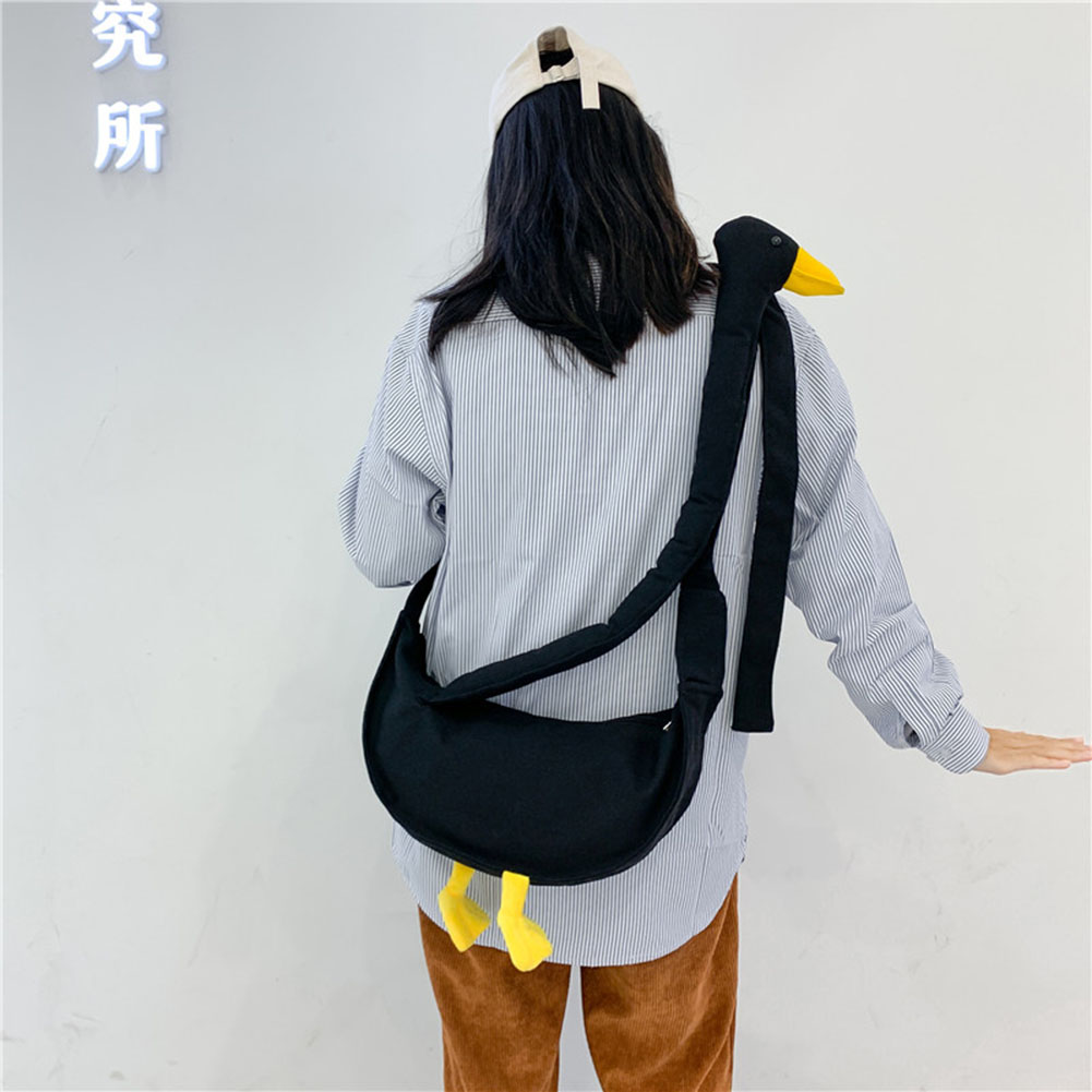 Women Silly Goose Bag Adjustable Strap Canvas Goose Crossbody Bag Large Capacity Goose Animal Satchel Bag Daily Bag for Girls