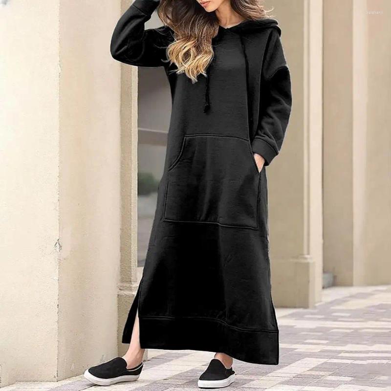 Casual Dresses Vintage Dress For Women Long Sleeve Loose Large-size Hoodie Hooded Autumn And Winter Sports Shirt Vestidos