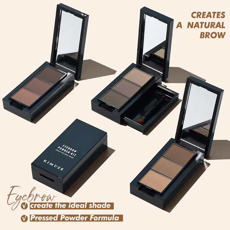 Three color three-dimensional natural eyelid powder palette with brush high gloss eye shadow durable eyelid cosmetics 241107