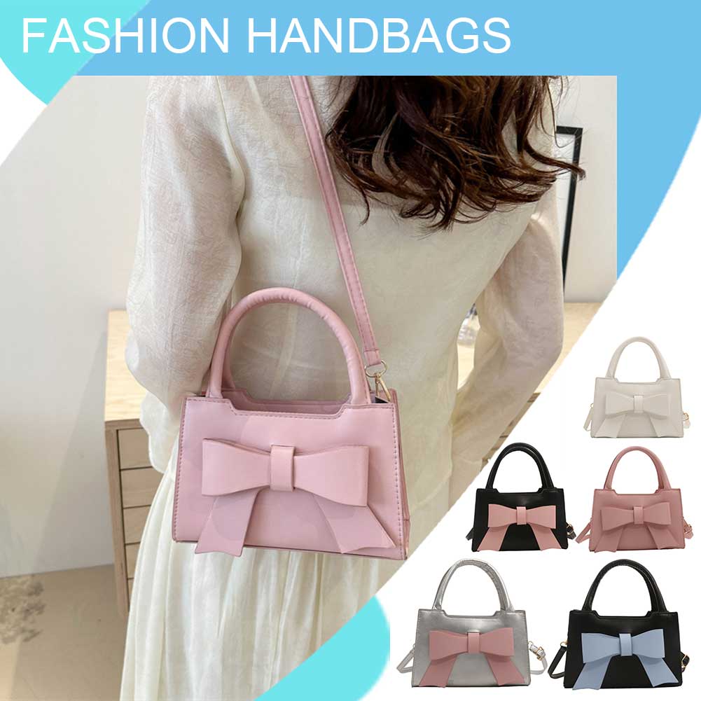Women PU Bow Fashion Shoulder Bag Large Capacity Designer Small Handbags Adjustable Strap Trendy Satchel Bag Chic Hobo Bag