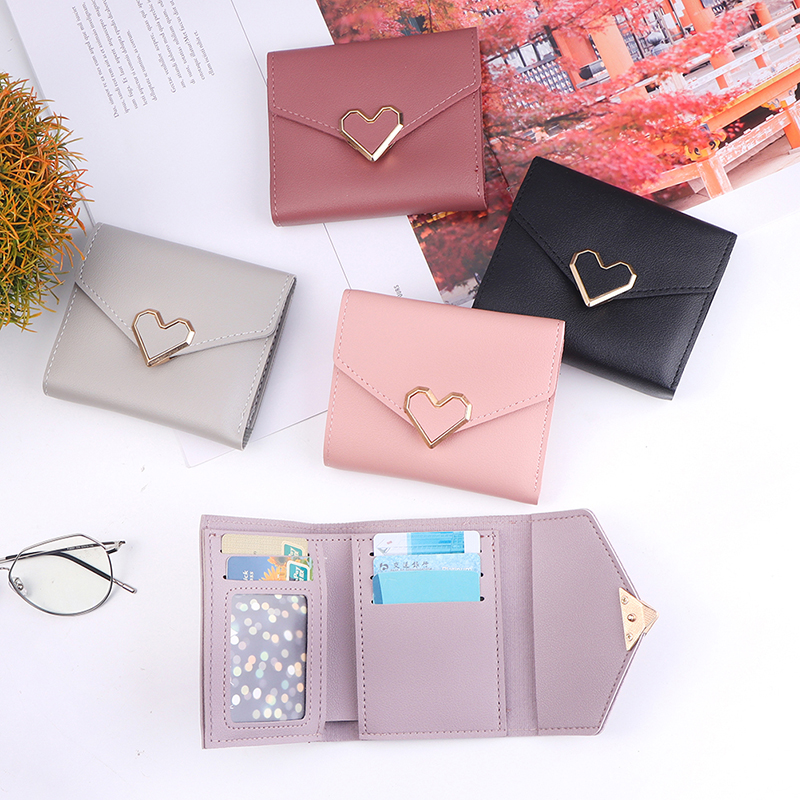 1Pc Love Heart Wallet Women Fashion Purse Mini Coin Purse Female Money Pocket Small Card Holder Bag Girl Clutch Bag