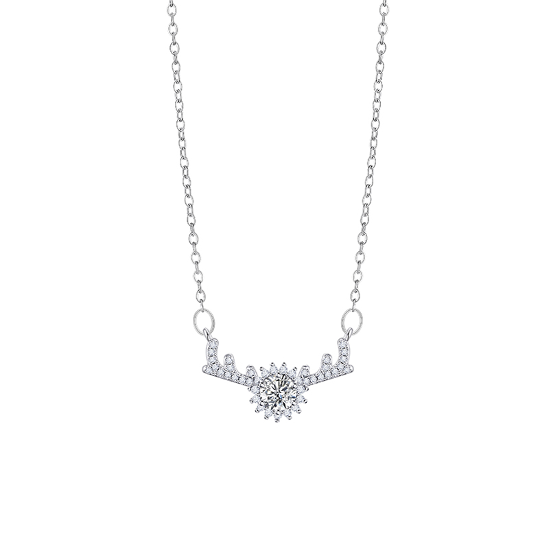 Women's Unique Christmas Inspired Deer Antler Pendant Necklace from Bala Paradise Featuring Full Zircon Stones