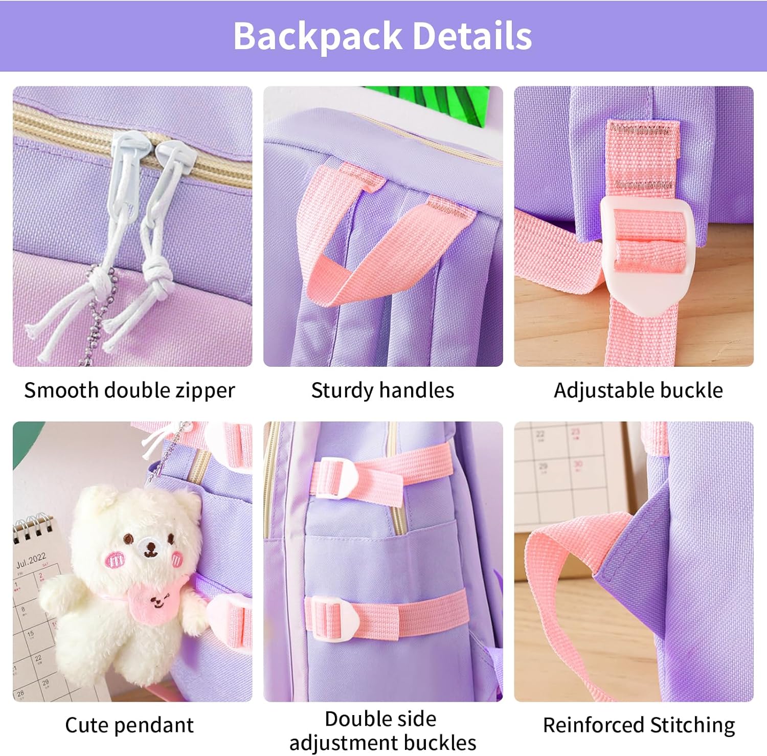 School Bag Set 5 Pieces School Bag Girls Backpack School Teenager for Girls School Bag Set with Shopping Bag Pencil Case