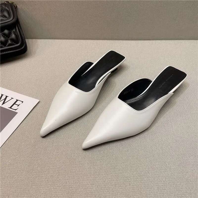 Summer Low Heel Sandals White Rubber Slides Mules Shoes for Women 2024 Outside Woman Slippers Normal Comfortable