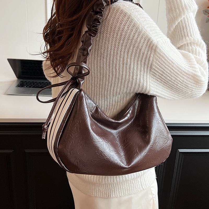 Brand Designer PU Leather Women's Shoulder Bag Retro Drawstring Crossbody Bag Pillow Handbag