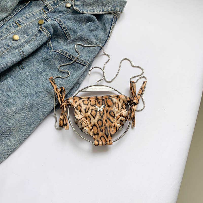 Crossbody Bag PU Leather Leopard Print Shoulder Bag for Women Hanger Shape Clutch Purse Messenger Bag for Travel Party Shopping