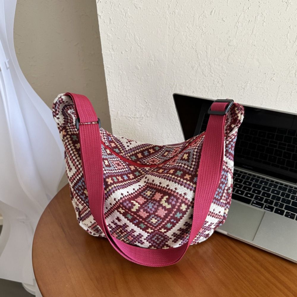 Large Capacity Ethnic Style Shoulder Bag Bohemian Korean Style Canvas Crossbody Bag Phone Bag Small Square Bag