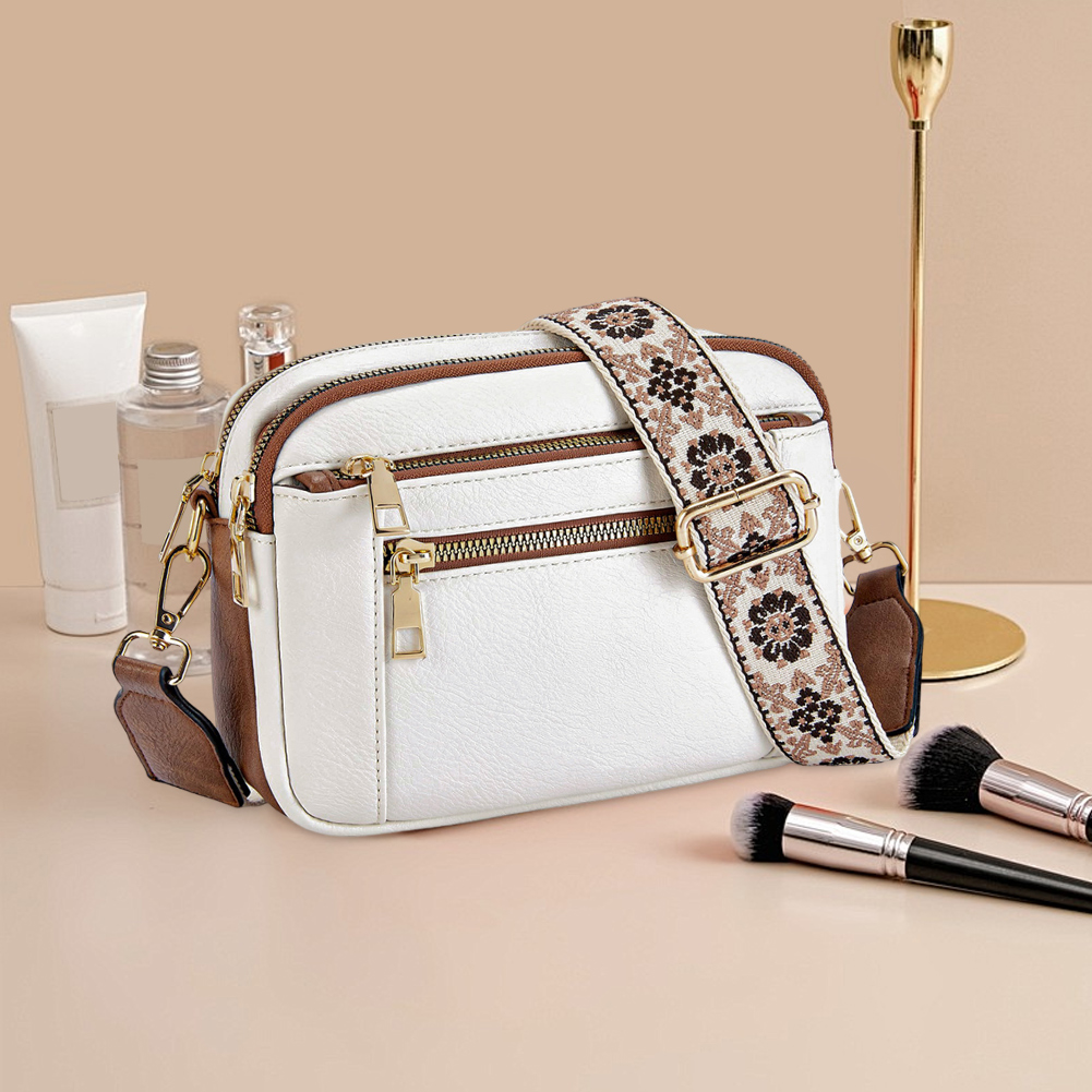 Women PU Shoulder Bag Stylish Commuting Bag Large Capacity Trendy Messenger Bag Adjustable Strap Multi-pockets Daily Sling Bag
