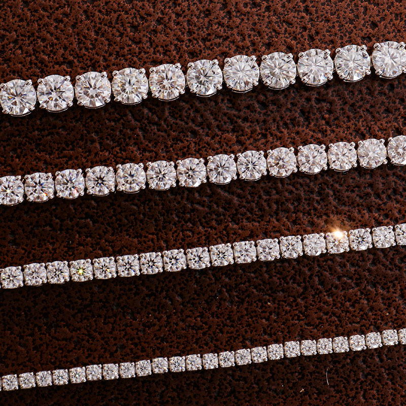 moissanite,vvs moissanite 2mm 3mm 4mm 10k gold lab grown dia hip hop tennis chain sterg sier bracelet