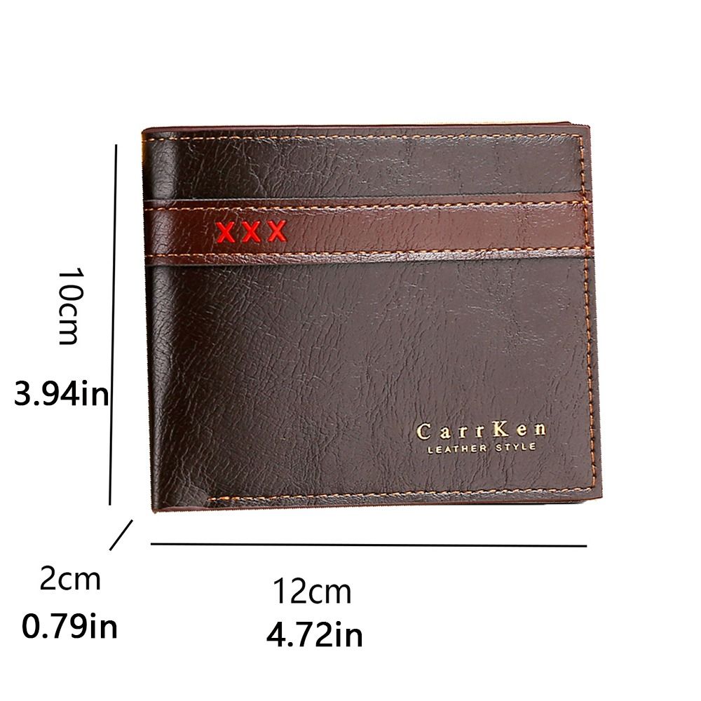Portable Solid Color Men's Short Wallet Waterproof Leisure Male Leather Purse Simple Slim Card Wallet Travel