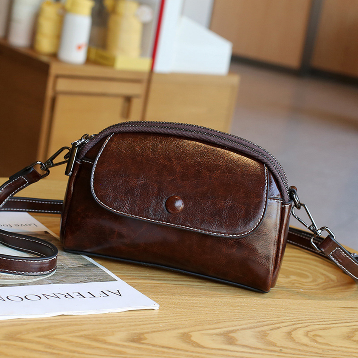 JIOMAY-Women's Leather Shoulder Double Design Crossbody Bag Designer Handbag Famous Brand Ladies Casual Totes Bags