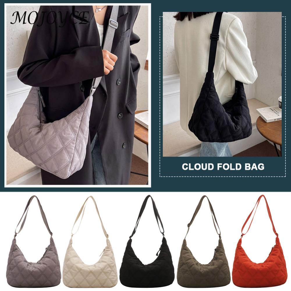 Women Simple Commuting Bag Solid Color Quilted Diamond Lattice Tote Bag Adjustable Strap Large Capacity for Autumn Winter