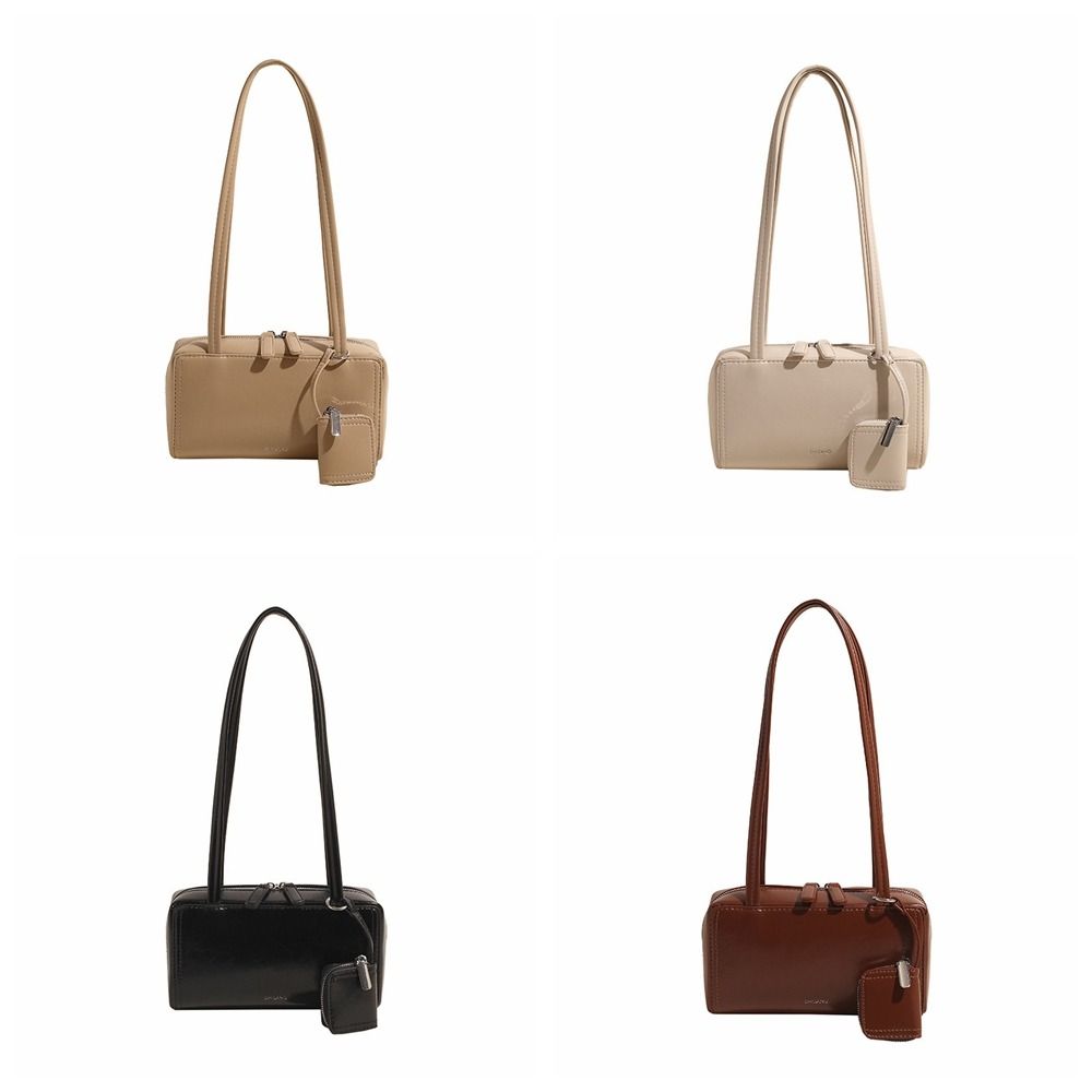 Fashion PU Leather PU Bowling Bag Solid Color Handbag Small Square Bag Korean Style Earphone Bag Shoulder Bag Girls/Female