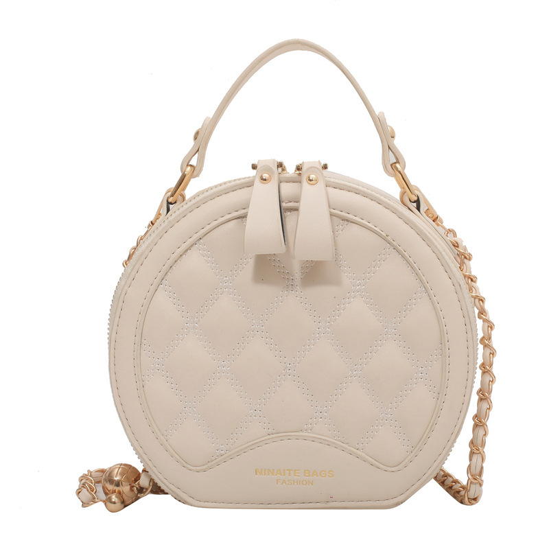 2024 popular new versatile crossbody bag with diamond grid chain, fashionable handheld small round bag