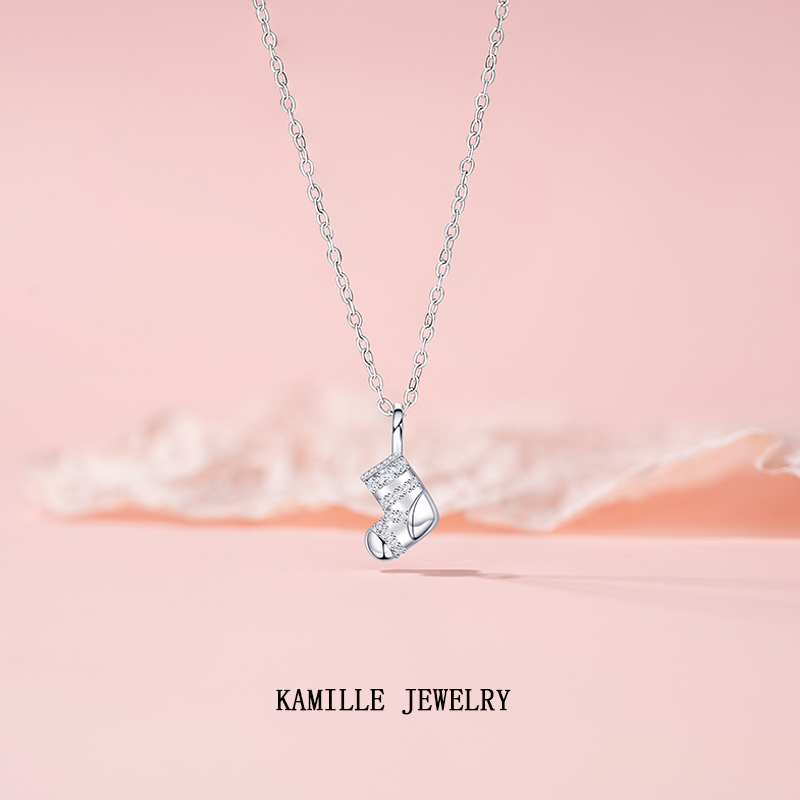Festive Christmas Socket Necklace with Sparkling Zirconia Detail - Unique Gift Idea for Her