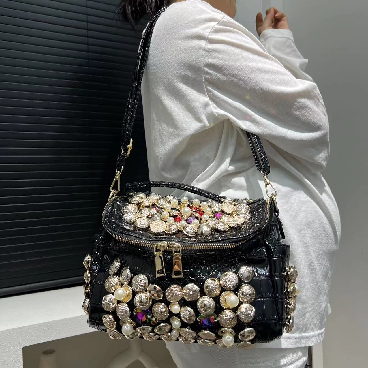 Women's Fashion Diamond Handbag Elegant Evening Beaded Light Luxury Shoulder Crossbody Bag