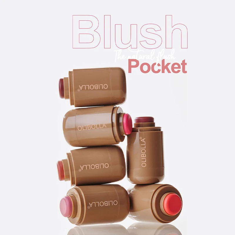 3 in 1 powder blusher stick cheek lip eye makeup pig roast teddy powder blusher waterproof silk shiny matte powder blusher 241107