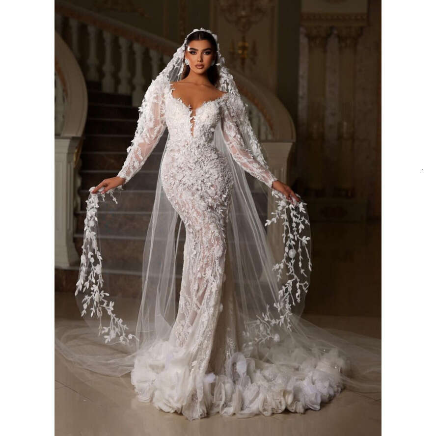 Romantic Appliques Wedding Dress 3D Wers Pearls Sequins Bridal Gown Customized Bride Dresses Vestidos De Novia