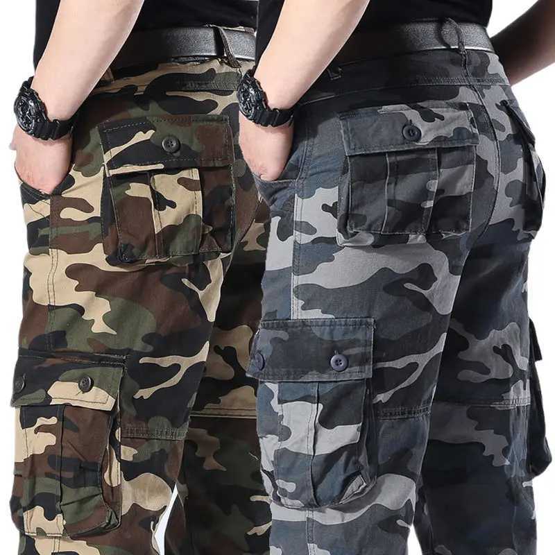 Mens Camo Pants Tactical Cargo Trousers Pure Cotton Overalls Camouflage Loose Work Wear Sports Climbing Sweatpants Heavy Weight LX241107