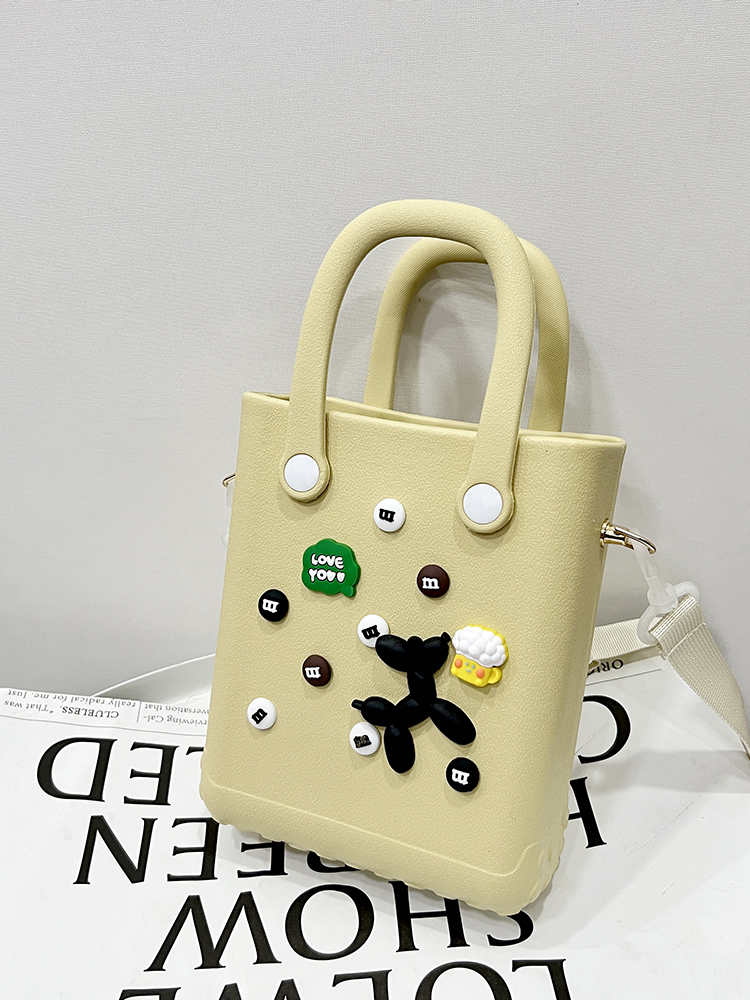 Women Beach Bag Small Beach Tote Bag with Holes and Charms Travel Crossbody Bag Fashion Storage Handbag Outdoor Travel Bag