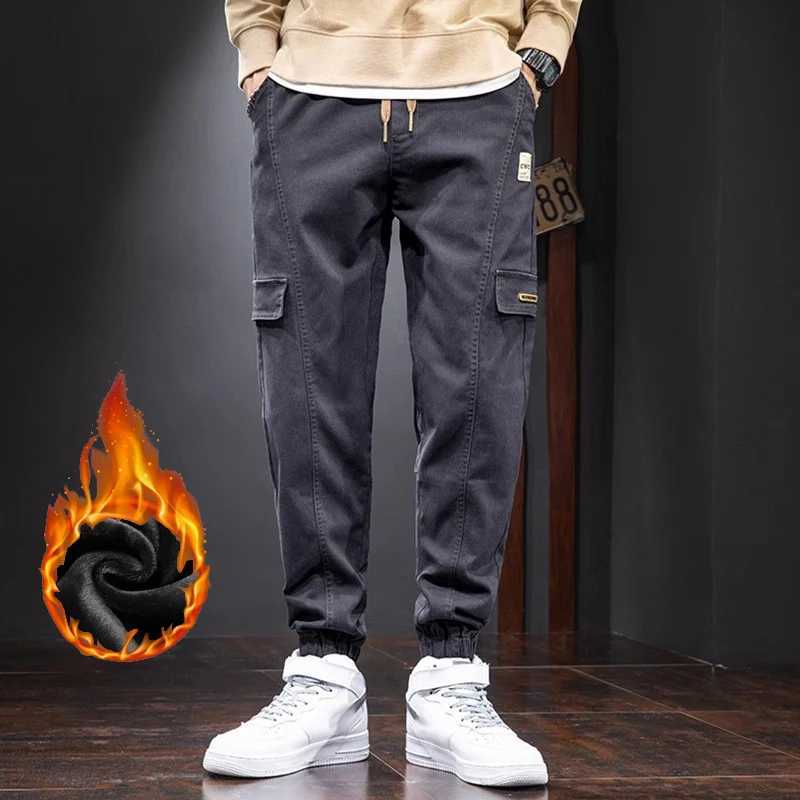 Mens Fashion ConciseOffice Harem Pants Holiday Party Plush Winter Cargo Trousers Classic Thicken Casual Pants Plus Size S-3XL LX241107