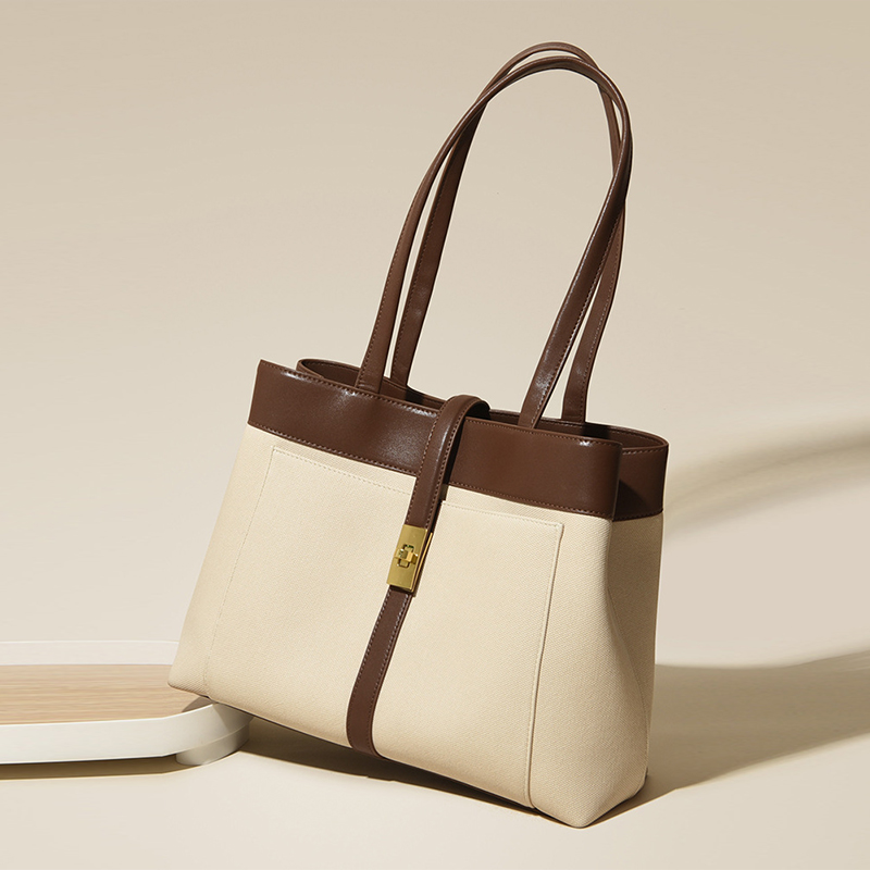 High-end Large-capacity Tote Bag Summer New Versatile Handbag Commuting To Work Contrast Color Shoulder Bag