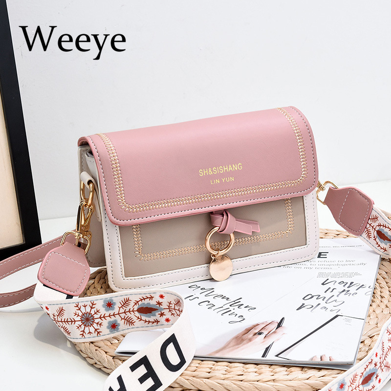 Contrast Color PU Crossbody Bags for Women Travel Handbag Fashion Simple Shoulder Messenger Bag Ladies Handbag