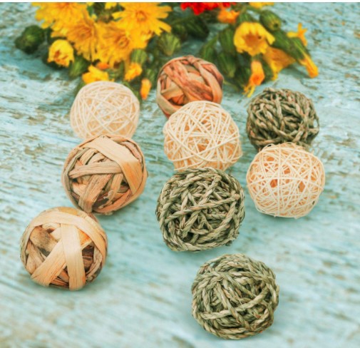 Parrot chew toy rattan ball Rattan ball straw ball rabbit rabbit foot toys 9 sets