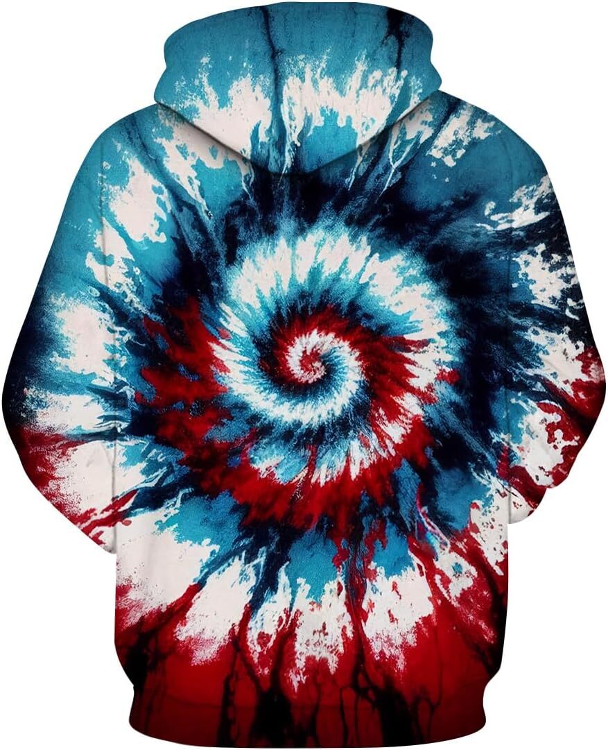 Hoodie for Mens Womens Funny Tie Dye Hoodie Colorful Spiral Theme Sweatshirt Graphic Hoodies sweatshirt Pullover Long Sleeve Trendy Color Vortex Patte