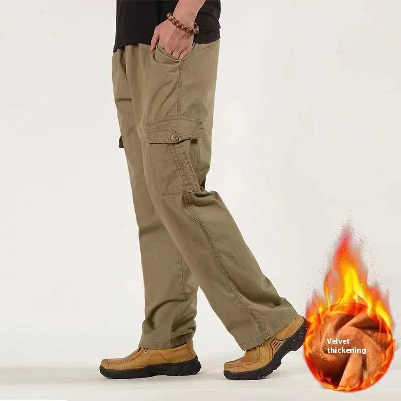6XL Winter Men Fleece Pants Large size Mens Cargo Pants Trousers Men Sports Sweatpants Thicken Style Trousers Jogger Pants Male LX241107