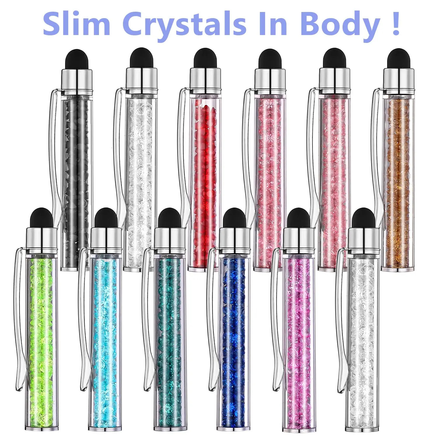 60Pcs Crystal Dot Pen Bulk Shiny 2 in 1 Ultra thin Crystal Diamond Screen Pen Black gel Ink Dot Flash Pen 241106