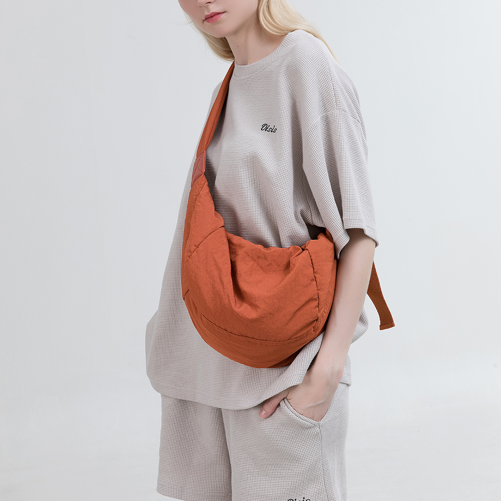 Crossbody Bag for Women Solid Color Dumpling Bag Nylon with Zipper Hobo Bag Inner Pocket Handbag Commuting Travel Bag