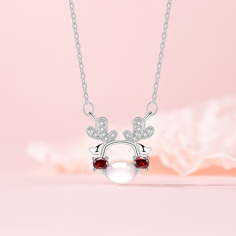 Elegant Women's Christmas Deer Pendant Necklace with Original Design
