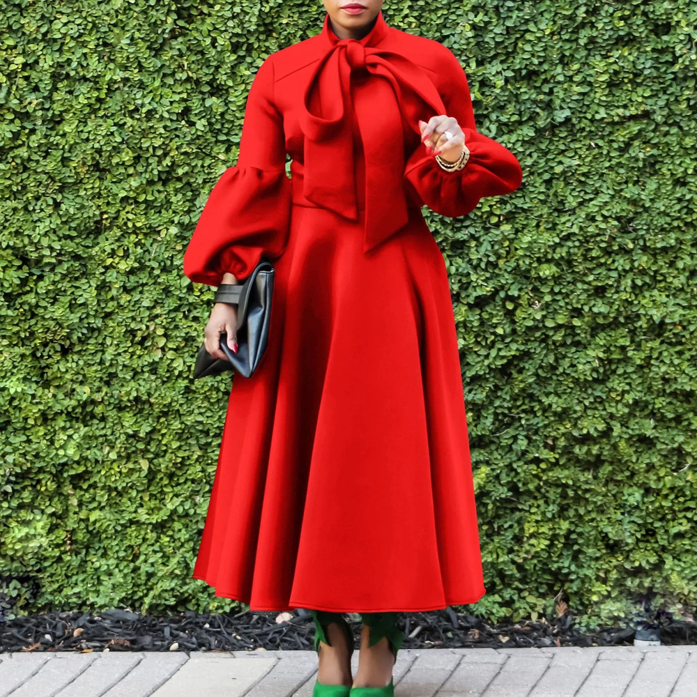 Church Dresses for Black Women African Fashion Bow Neck Fashion Formal Party Dress Women Elegance Evening Nice Church Dress 241108