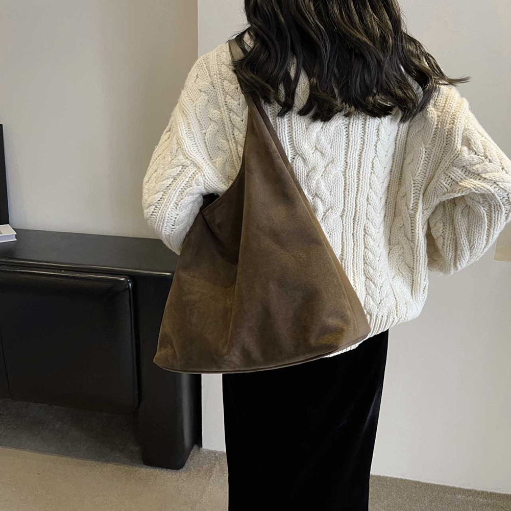 Women Suede Shoulder Bag Causal Tote Handbag Trendy Work Hobo Bag Vintage Top Handle Bag Ladies Shopper Bag Female Commuting Bag