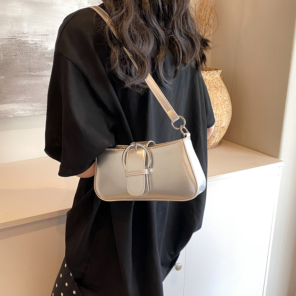 PU Patent Leather Shoulder Bag Zipper for Women Crossbody Bag Magnetic Closure Hobo Bag Adjustable Shoulder Strap Clutch Purse