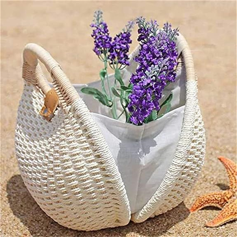 Holiday Shell Handbags Personality Cute Rattan Bag Casual Small Round Tote Woven Female Fashion Beach Bag