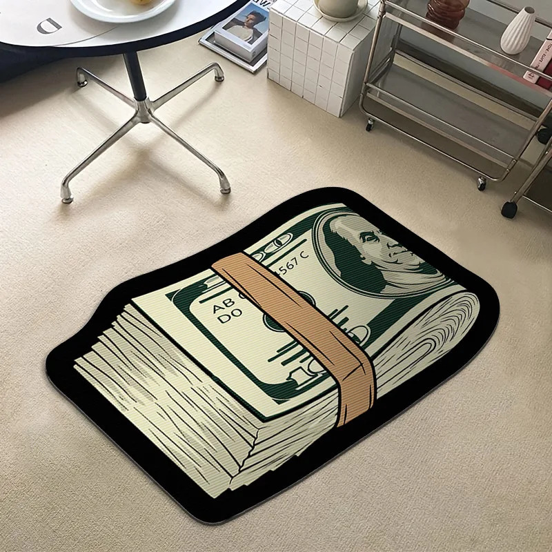 Dollar Carpet Banknote Series Shaped Floor Mat Fun Foot Mat Living Room Sofa Coffee Table Mat 241108