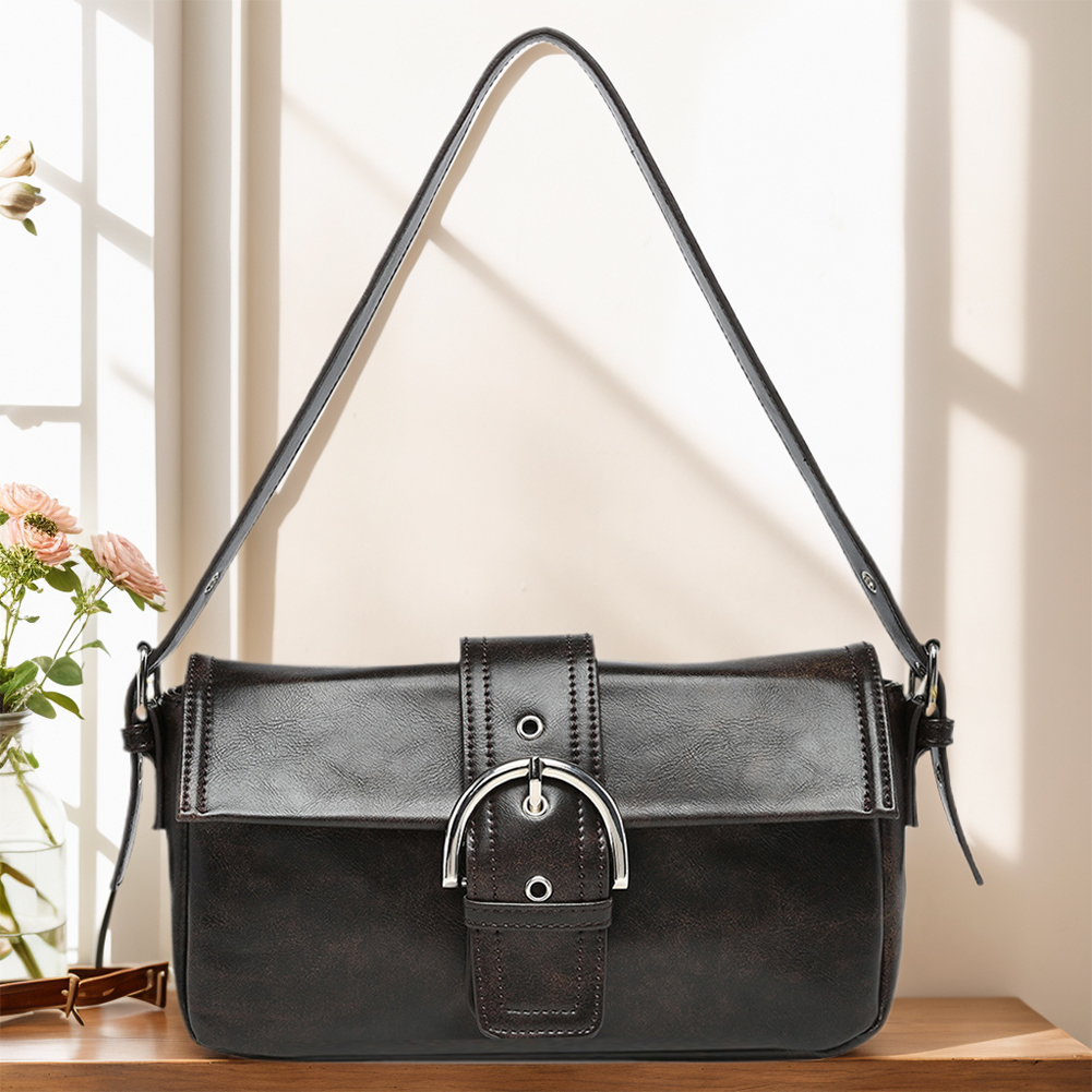 Clutch Purse for Women Adjustable Strap Hobo Bag Leather with Buckle Vintage Handbag Satchel Purse for Commuting Travel