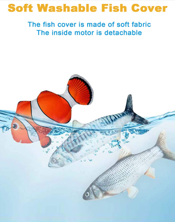 Electric fish toy for cat, Rechargeable Realistic Flopping Fish with Catnip, Interactive Cat Toys Plush