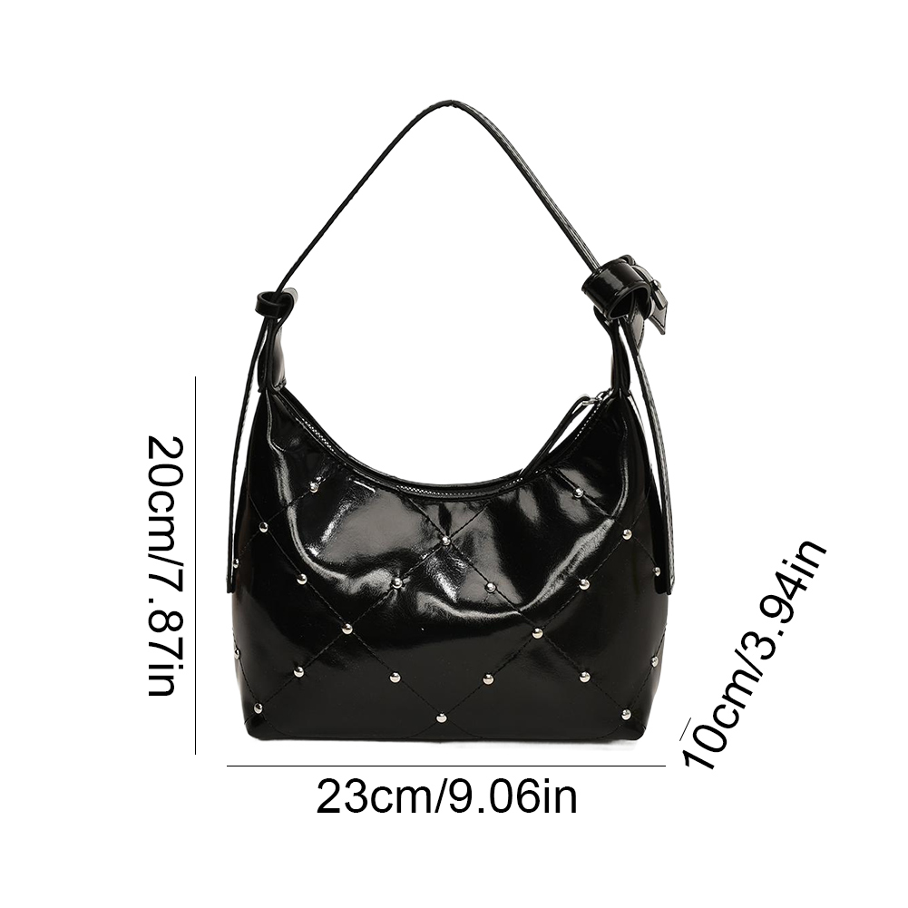 Shoulder Bag for Women Bowknot Crescent Bag PU Leather with Zipper Underarm Bag Solid Color Hobo Bag for Travel Shopping