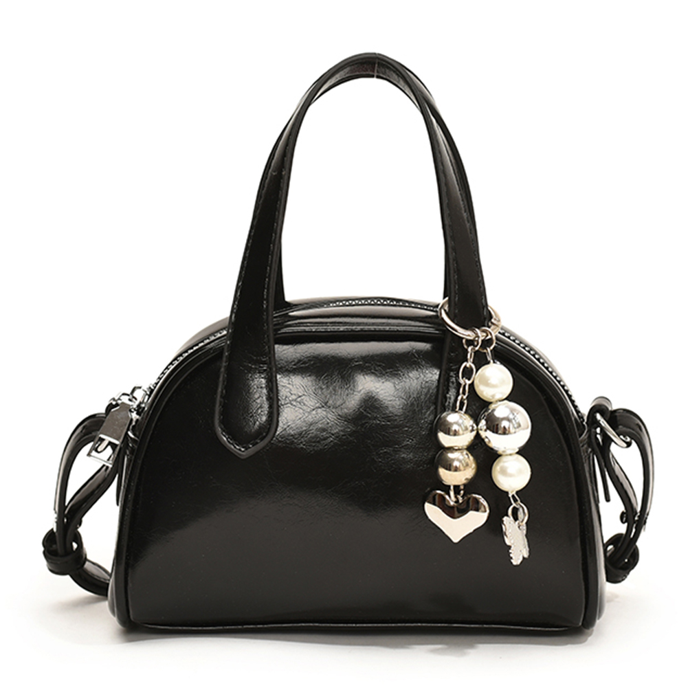 Women PU Fashion Shoulder Bag Solid Color Simple Satchel Purse with Pendants Stylish Messenger Bags for Party Vacation